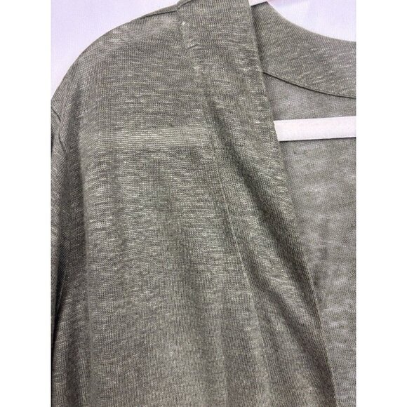 J.Jill  Women's Large Cardigan Linen Open Front Army Green Lightweight Sweater - Picture 3 of 9